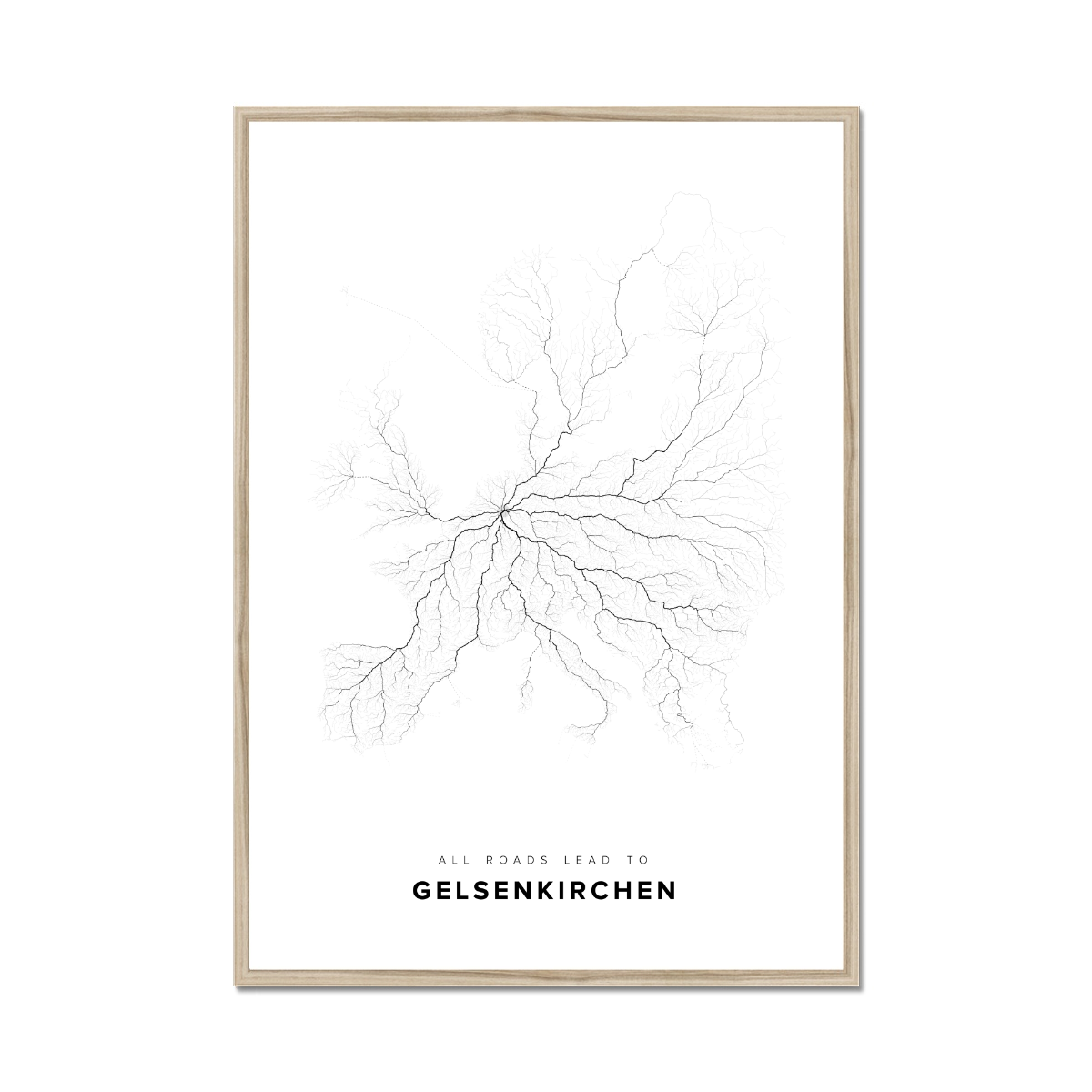 All roads lead to Gelsenkirchen (Germany) Fine Art Map Print
