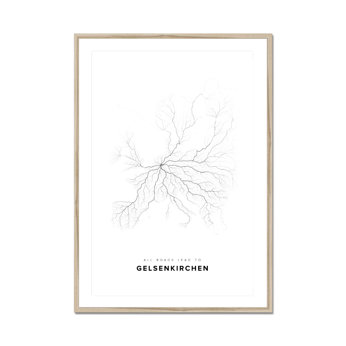 All roads lead to Gelsenkirchen (Germany) Fine Art Map Print