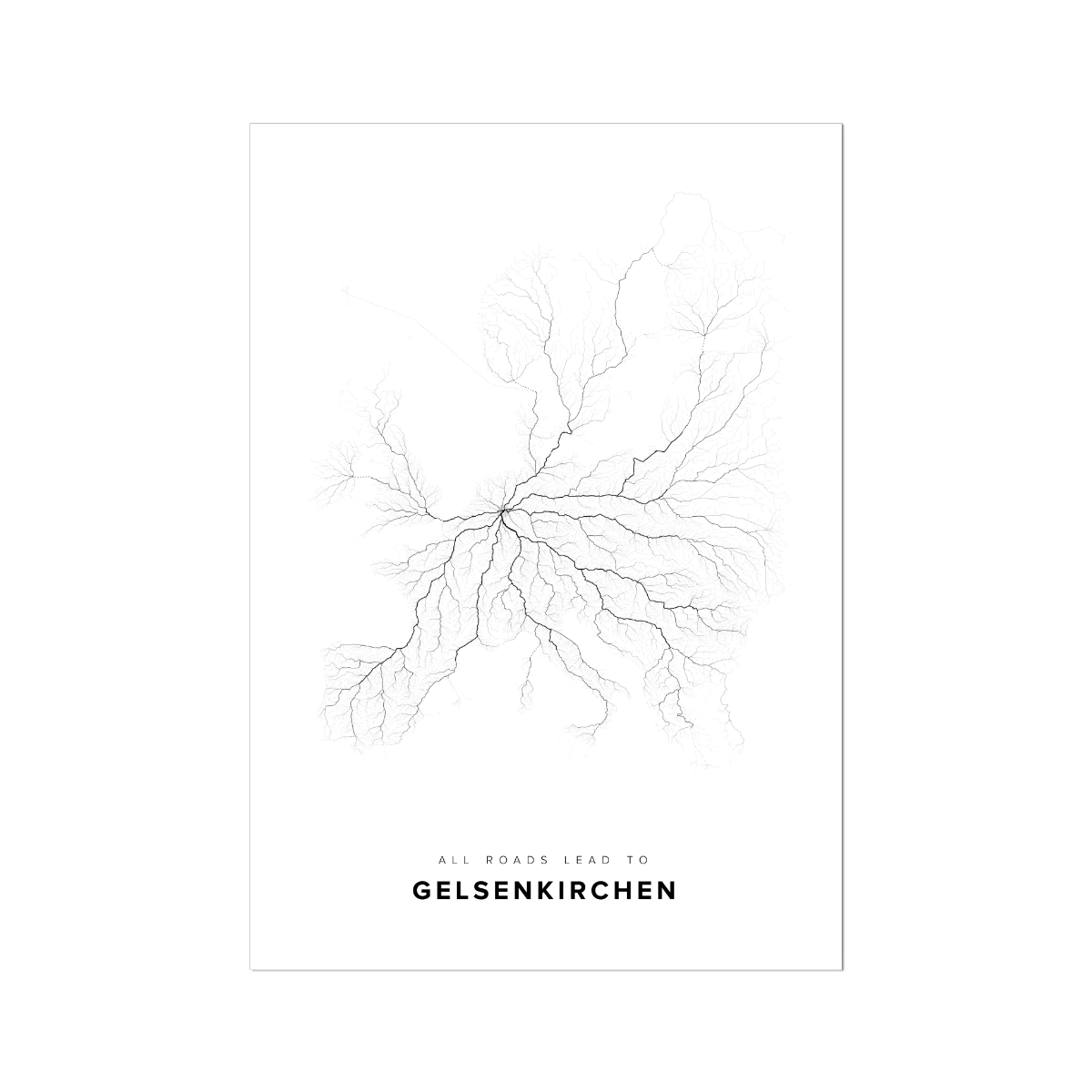 All roads lead to Gelsenkirchen (Germany) Fine Art Map Print