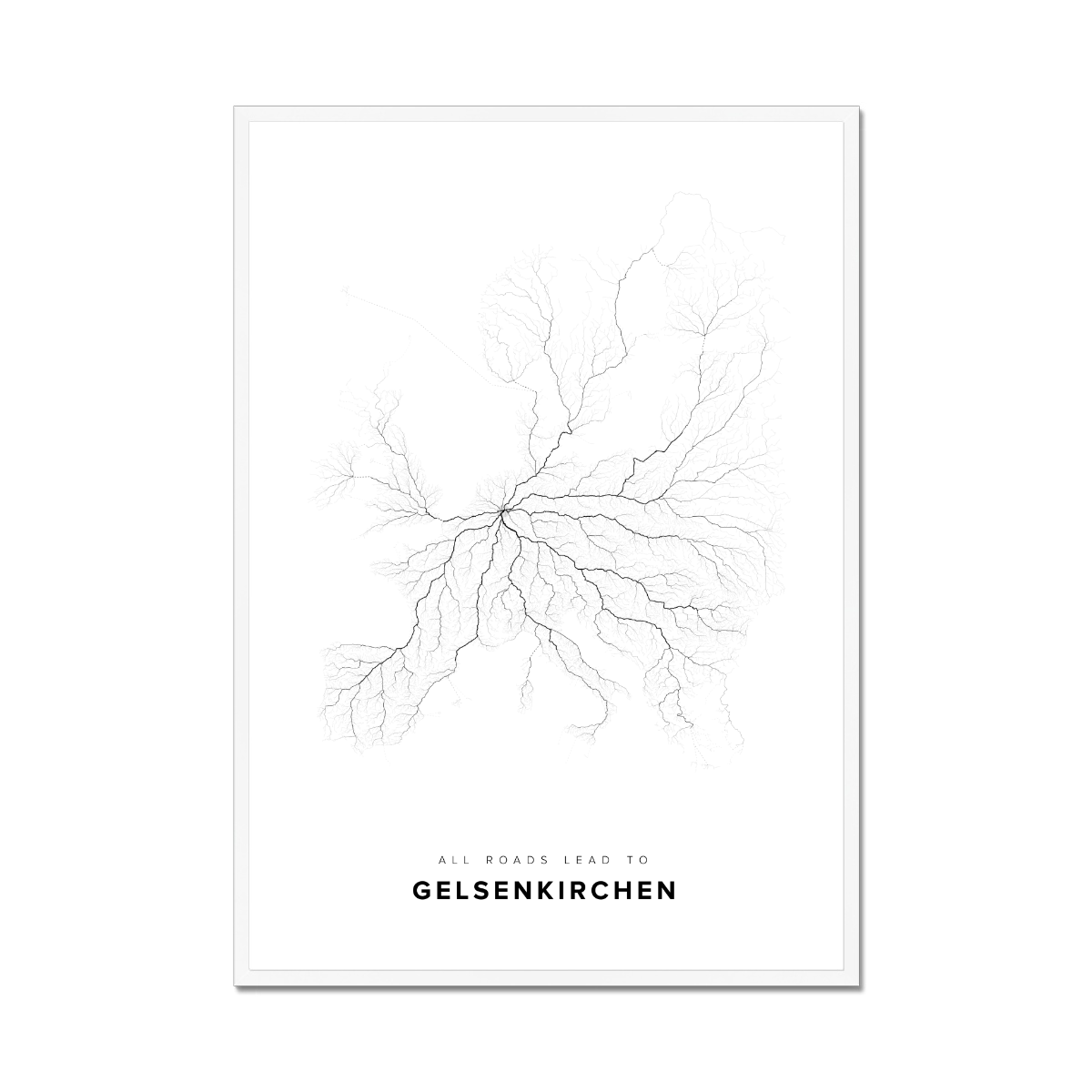 All roads lead to Gelsenkirchen (Germany) Fine Art Map Print