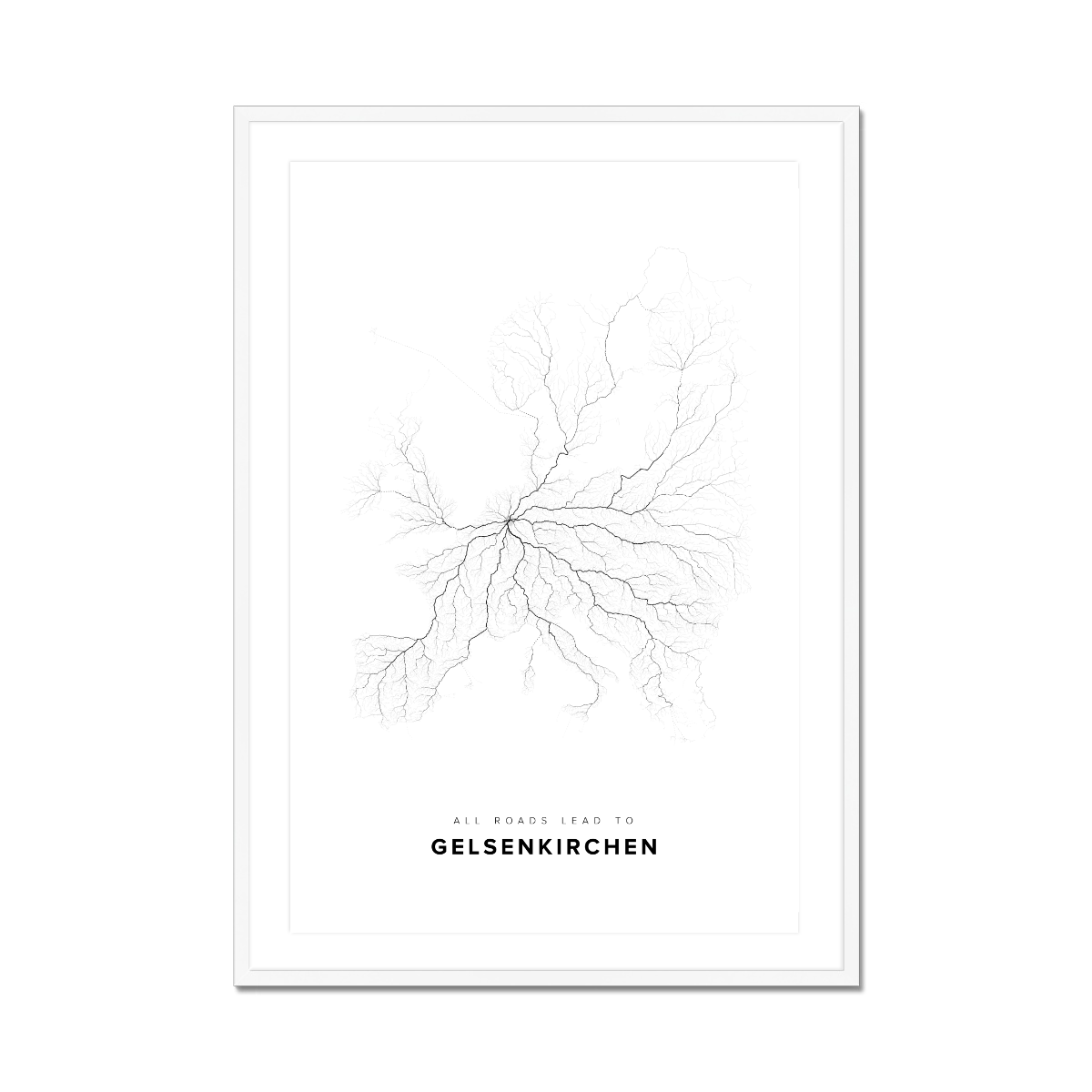 All roads lead to Gelsenkirchen (Germany) Fine Art Map Print
