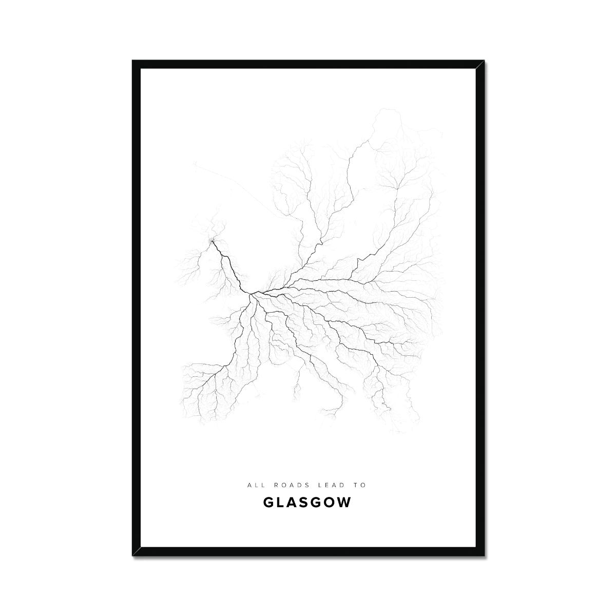 All roads lead to Glasgow (United Kingdom of Great Britain and Northern Ireland) Fine Art Map Print