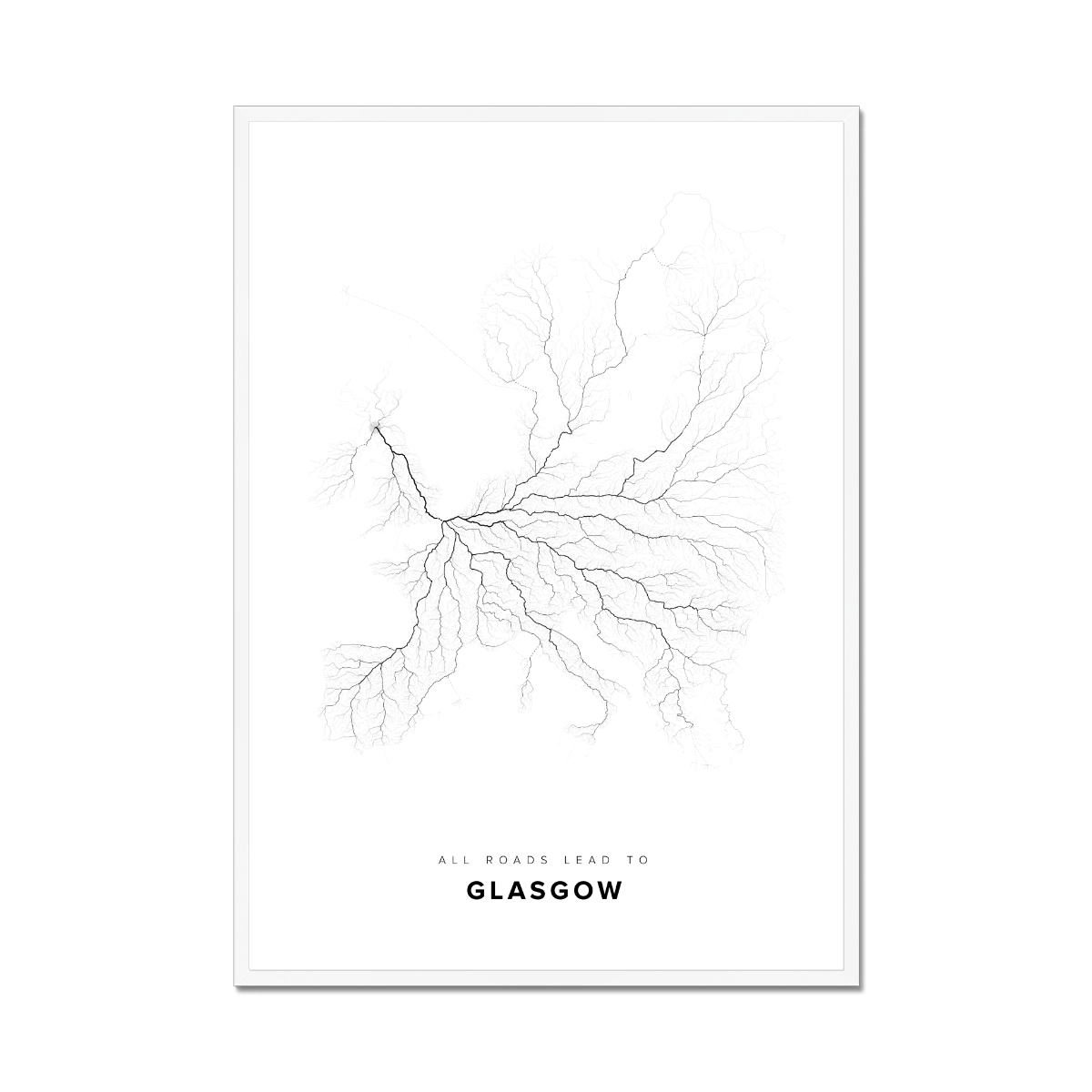 All roads lead to Glasgow (United Kingdom of Great Britain and Northern Ireland) Fine Art Map Print
