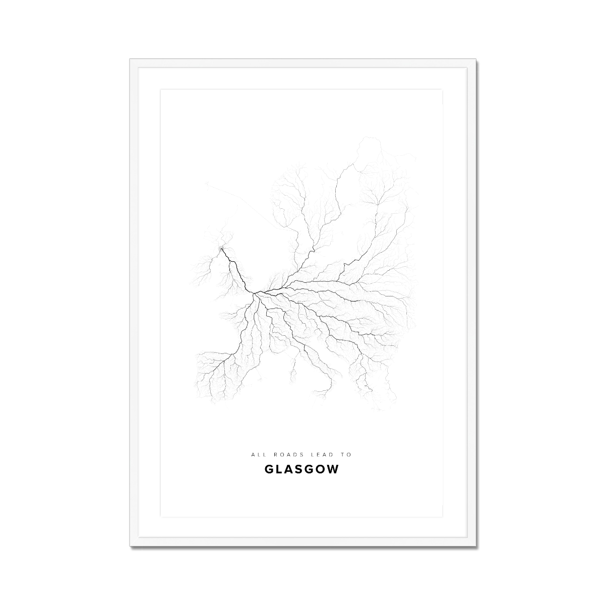 All roads lead to Glasgow (United Kingdom of Great Britain and Northern Ireland) Fine Art Map Print