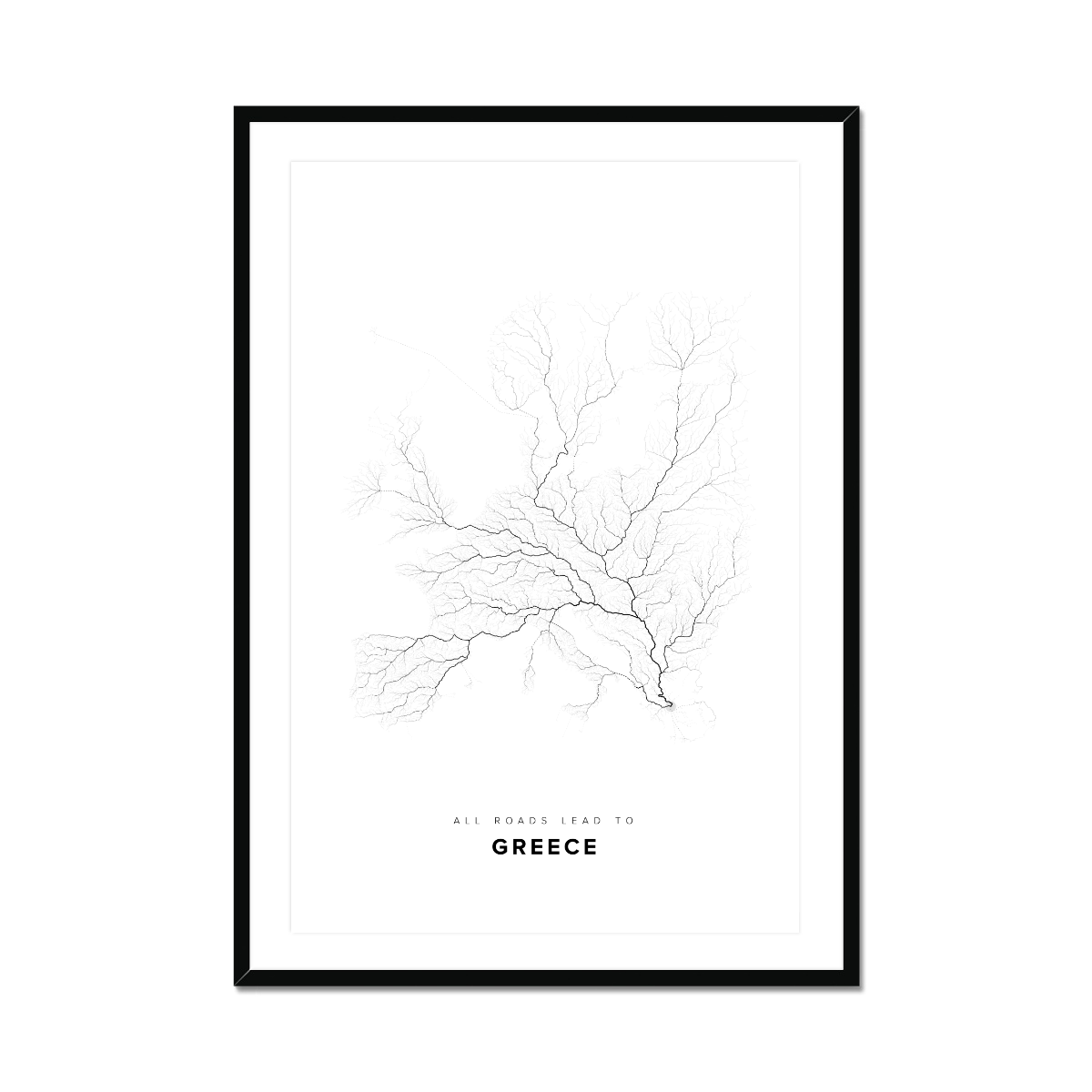 All roads lead to Greece Fine Art Map Print