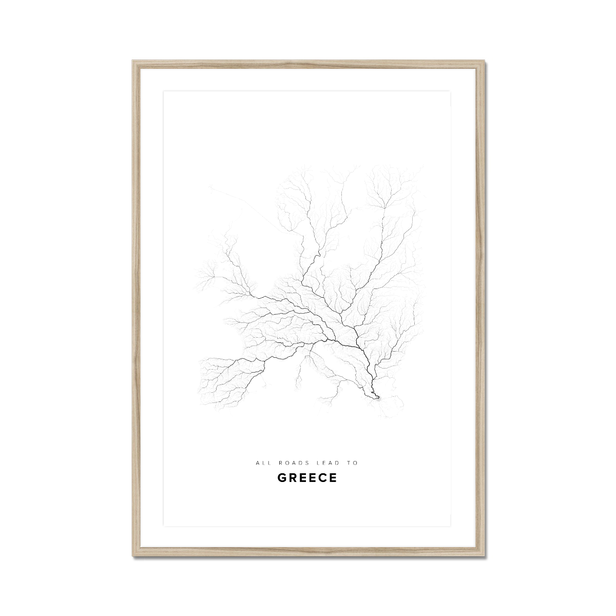 All roads lead to Greece Fine Art Map Print