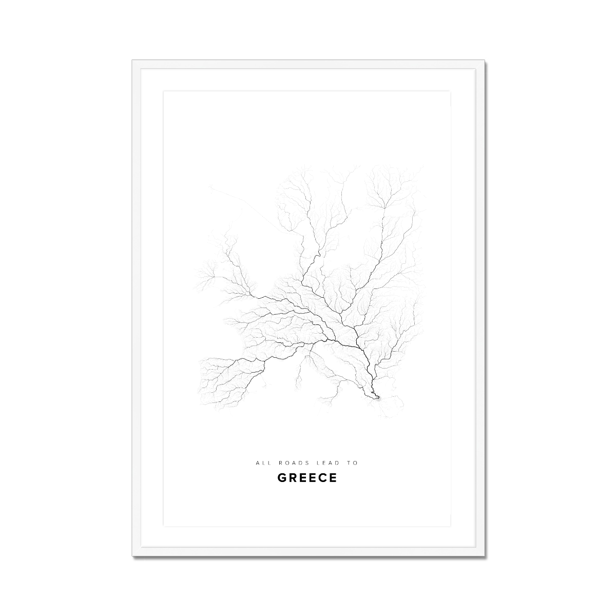 All roads lead to Greece Fine Art Map Print