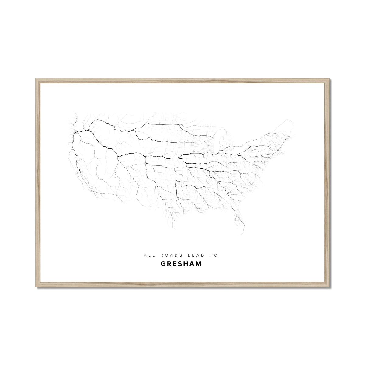 All roads lead to Gresham (United States of America) Fine Art Map Print