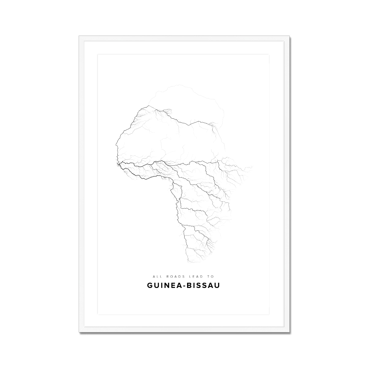 All roads lead to Guinea-Bissau Fine Art Map Print