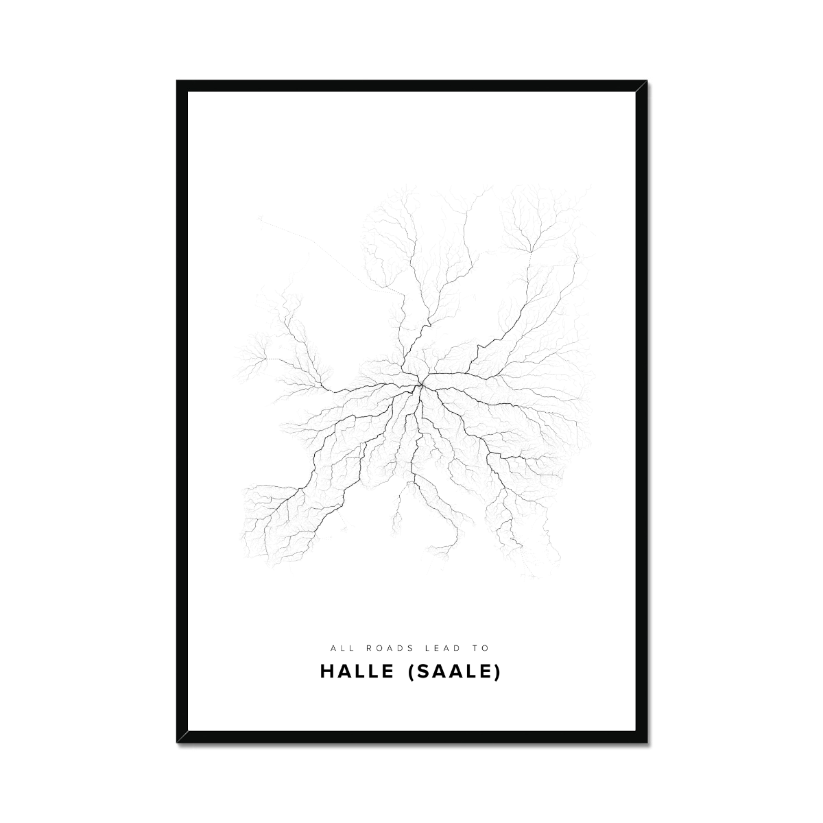All roads lead to Halle (Saale) (Germany) Fine Art Map Print