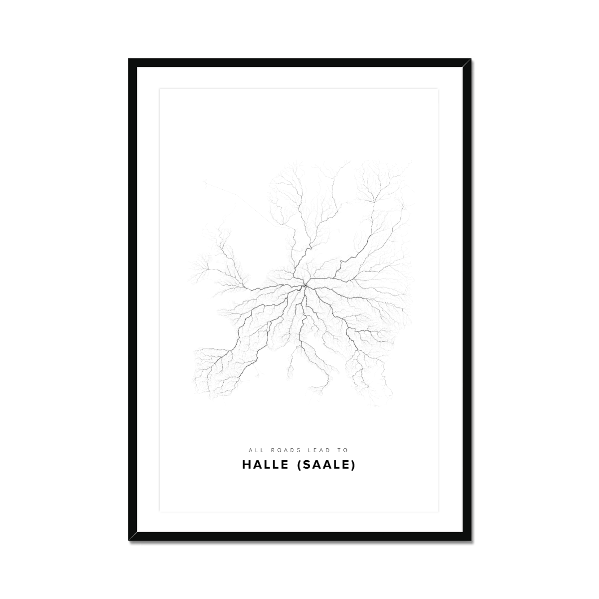 All roads lead to Halle (Saale) (Germany) Fine Art Map Print