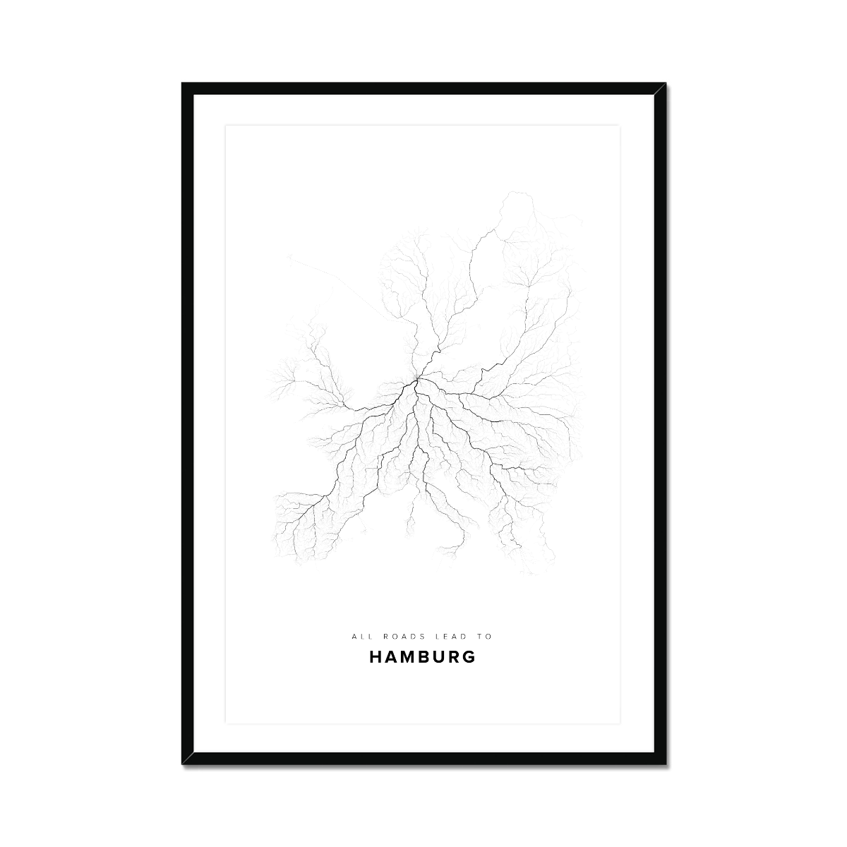 All roads lead to Hamburg (Germany) Fine Art Map Print
