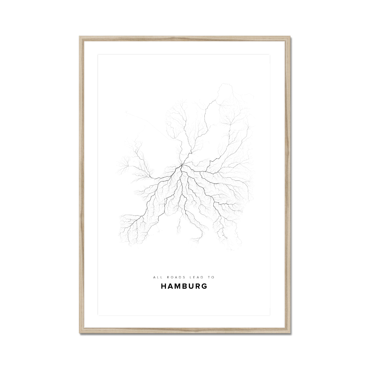 All roads lead to Hamburg (Germany) Fine Art Map Print