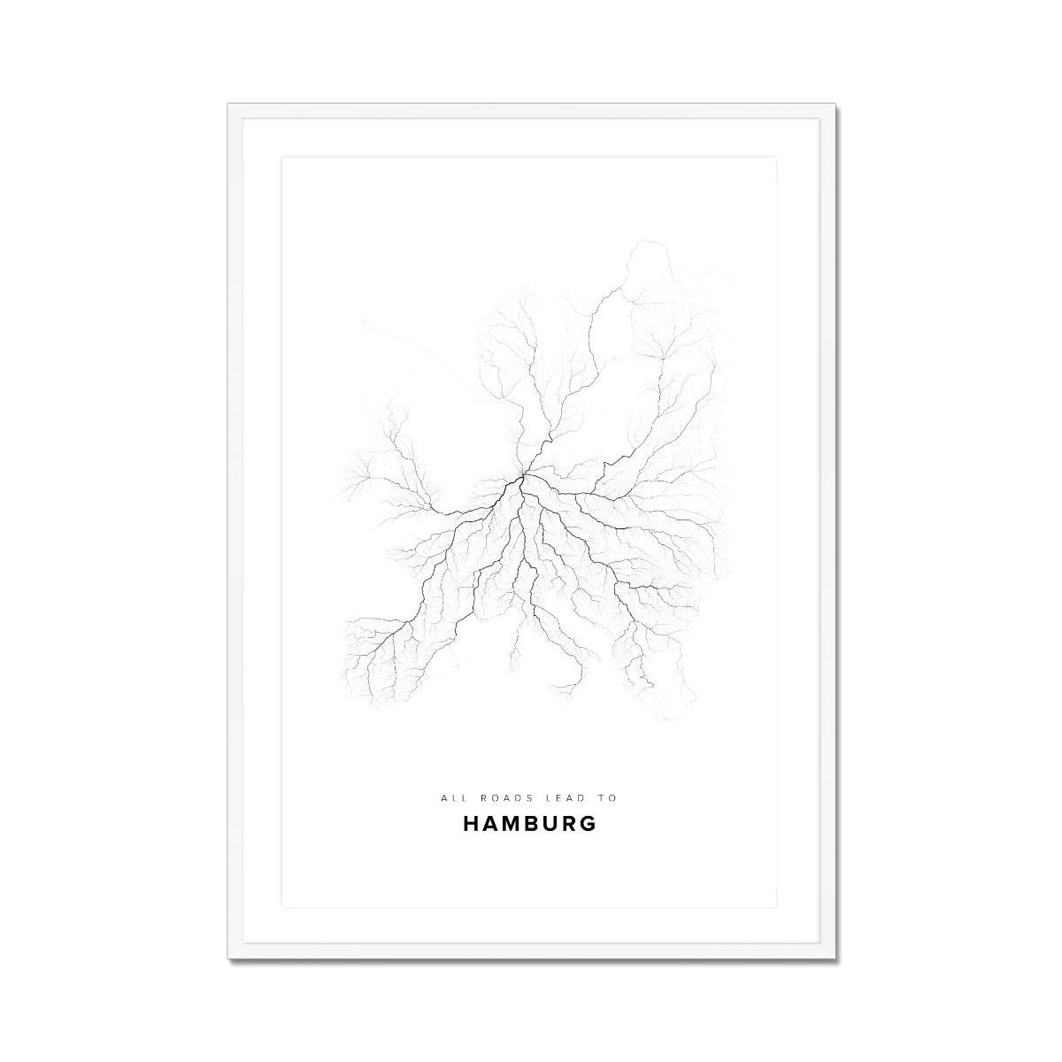 All roads lead to Hamburg (Germany) Fine Art Map Print