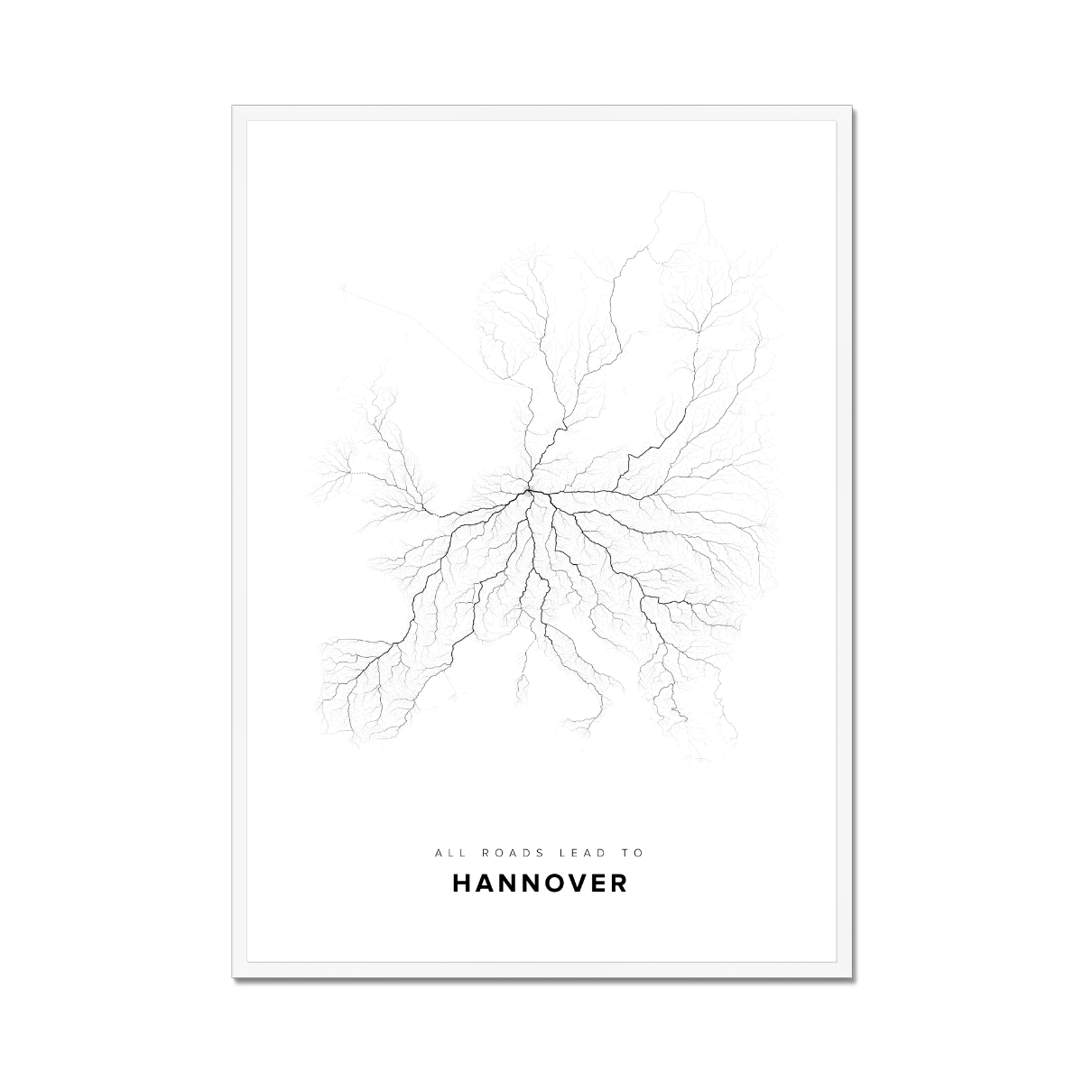 All roads lead to Hannover (Germany) Fine Art Map Print