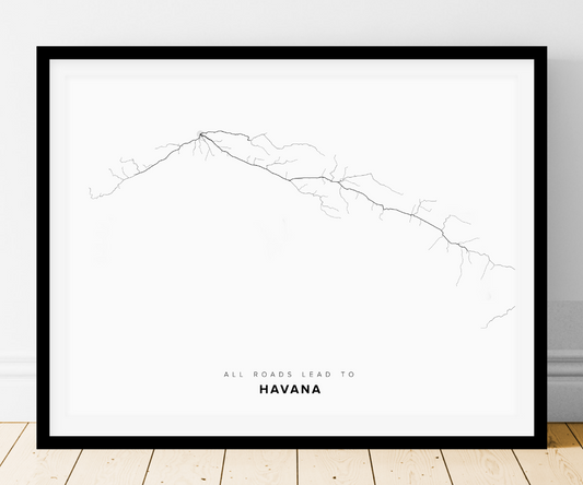 All roads lead to Havana (Cuba) Fine Art Map Print