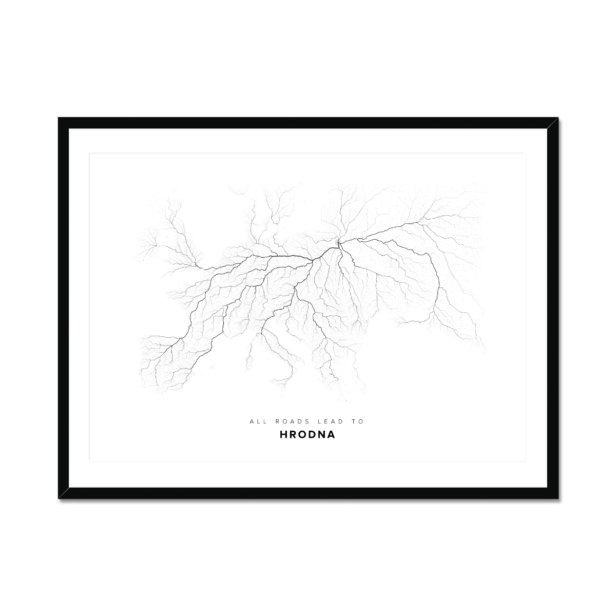 All roads lead to Hrodna (Belarus) Fine Art Map Print