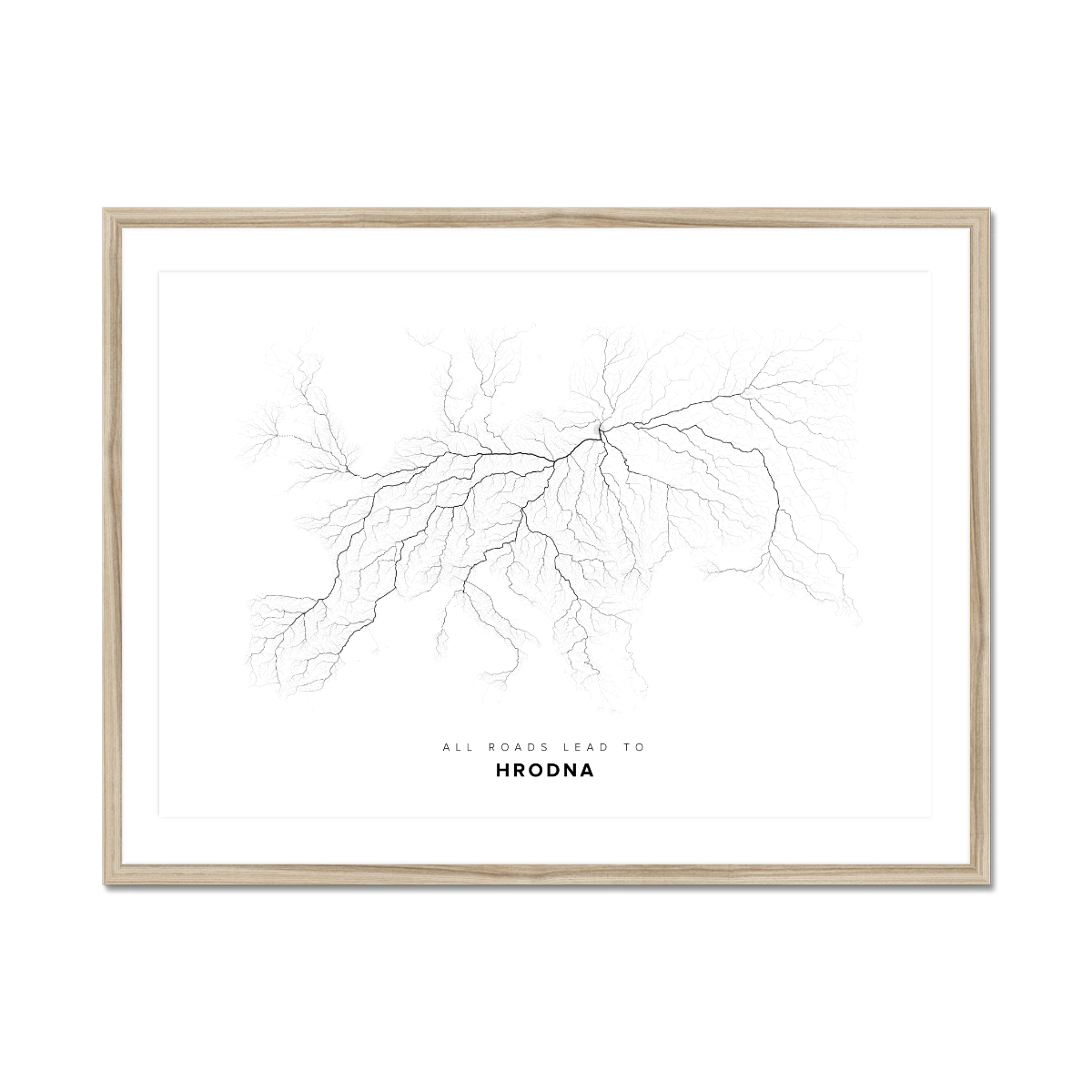 All roads lead to Hrodna (Belarus) Fine Art Map Print