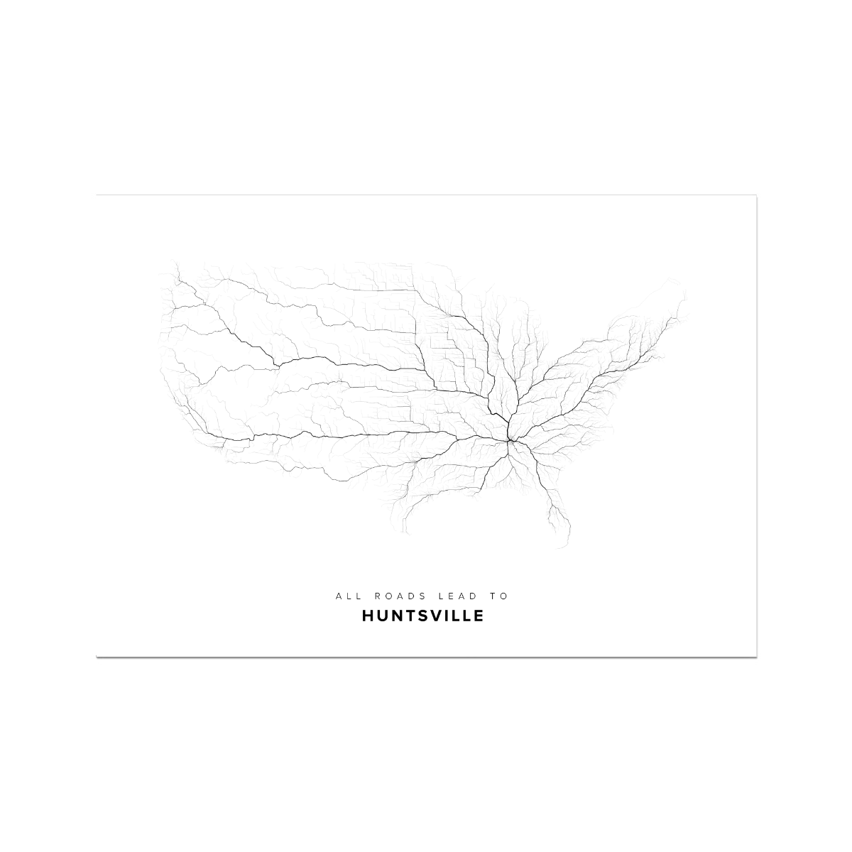 All roads lead to Huntsville (United States of America) Fine Art Map Print