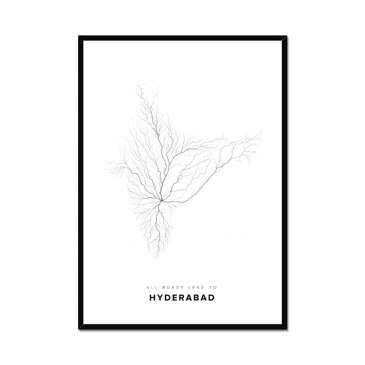 All roads lead to Hyderabad (India) Fine Art Map Print