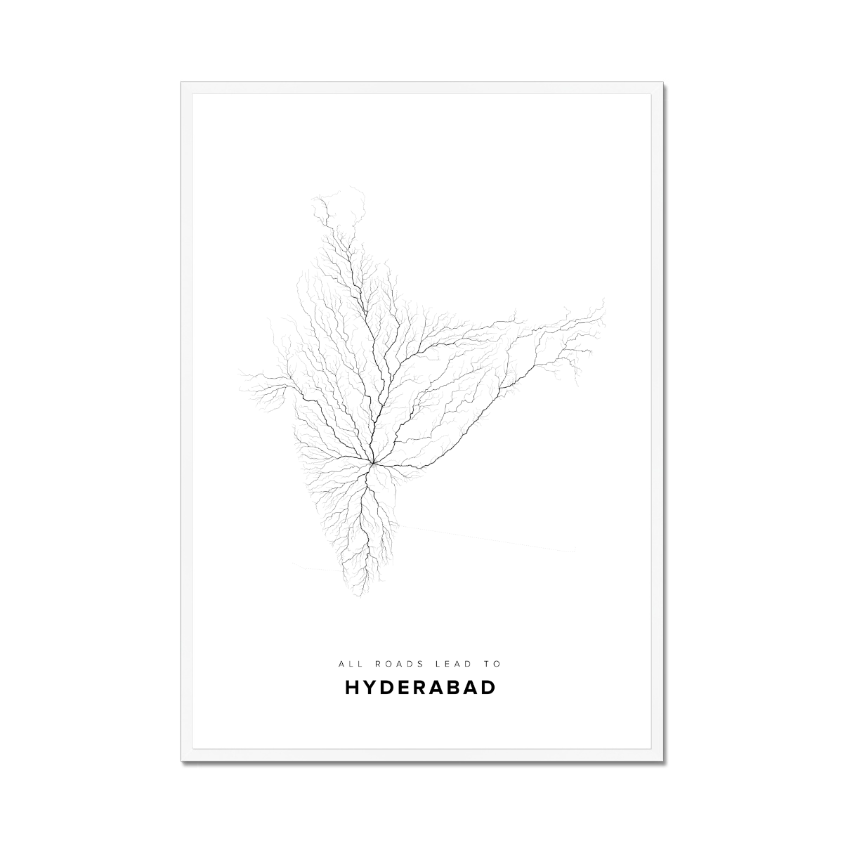 All roads lead to Hyderabad (India) Fine Art Map Print