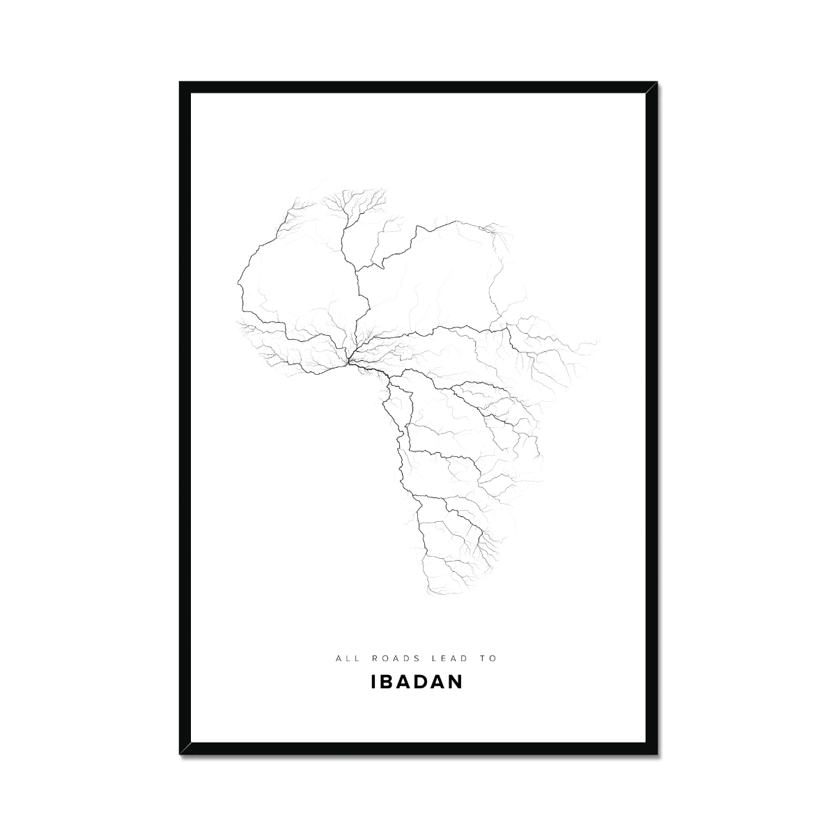 All roads lead to Ibadan (Nigeria) Fine Art Map Print