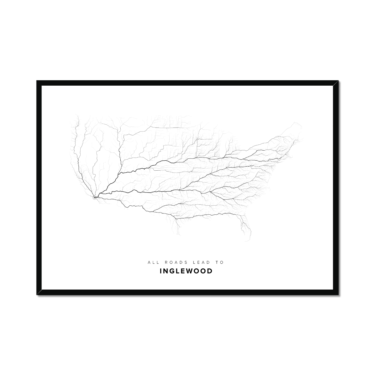 All roads lead to Inglewood (United States of America) Fine Art Map Print