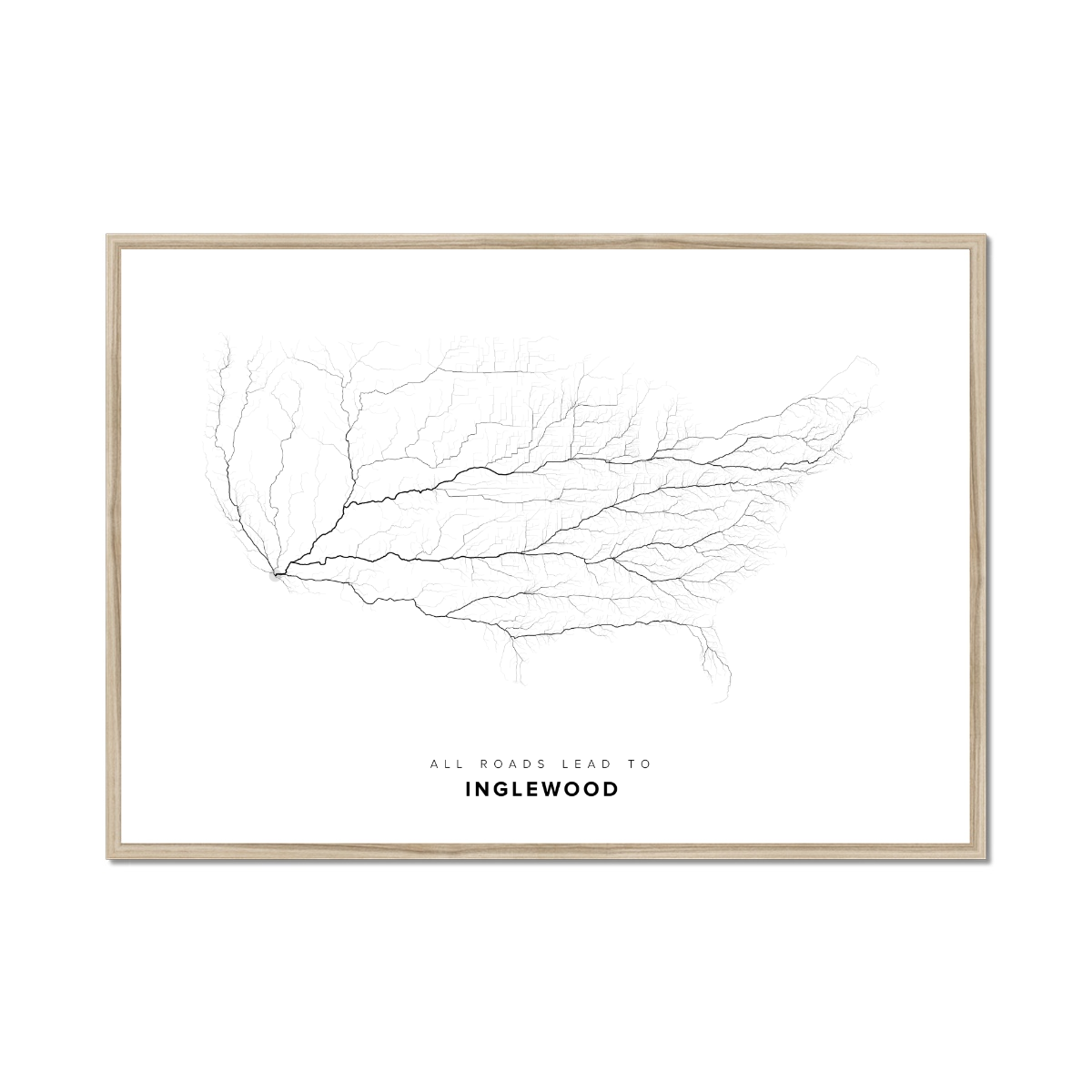 All roads lead to Inglewood (United States of America) Fine Art Map Print