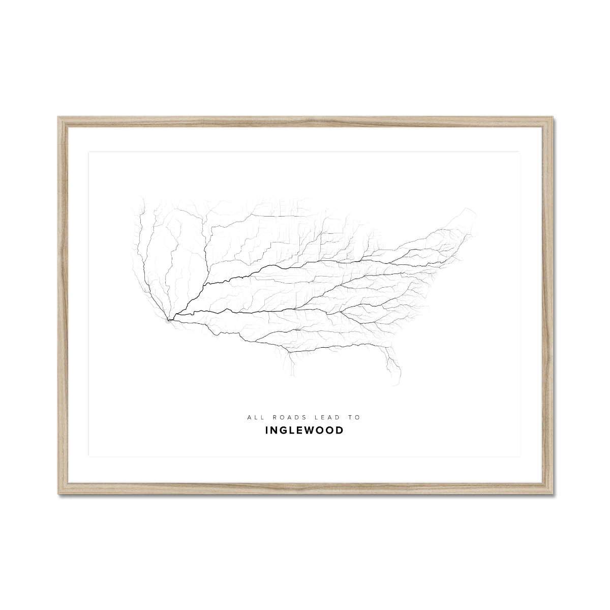 All roads lead to Inglewood (United States of America) Fine Art Map Print