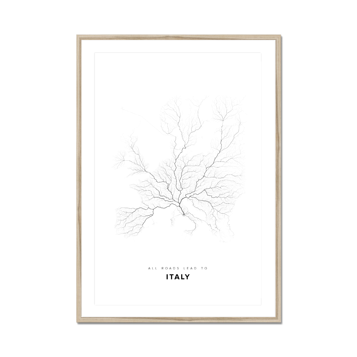 All roads lead to Italy Fine Art Map Print