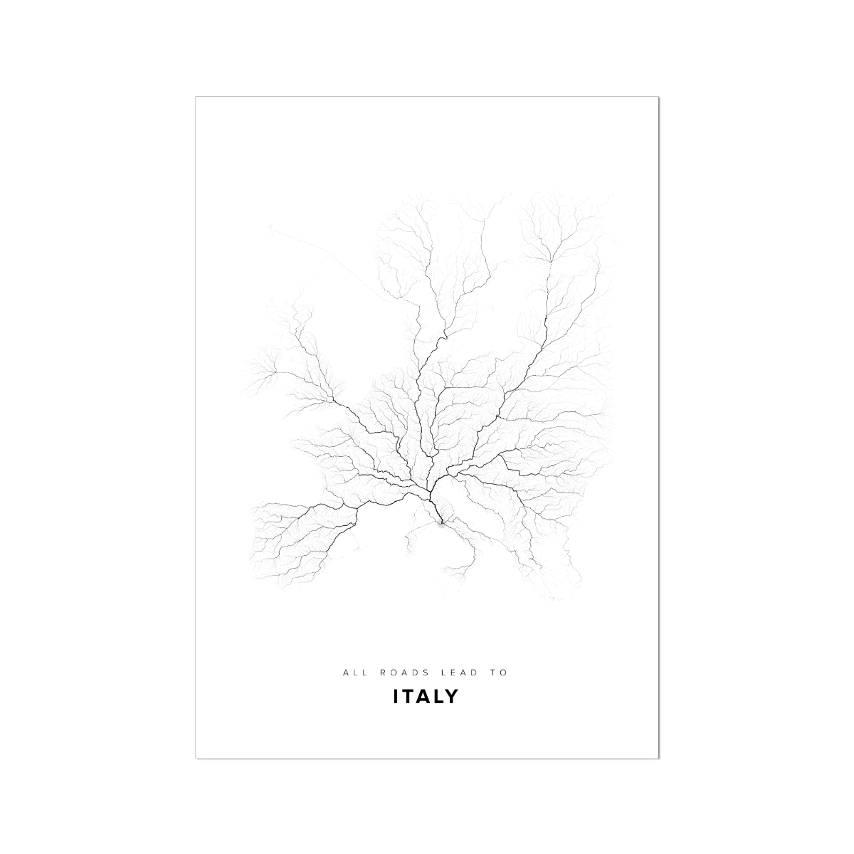 All roads lead to Italy Fine Art Map Print