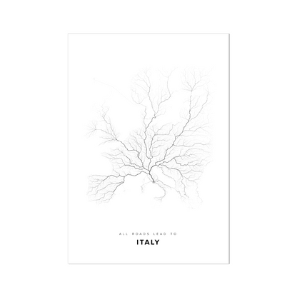 All roads lead to Italy Fine Art Map Print