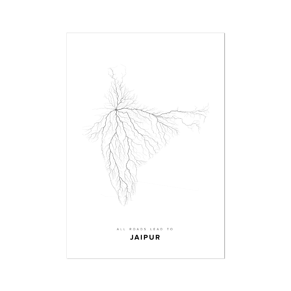All roads lead to Jaipur (India) Fine Art Map Print
