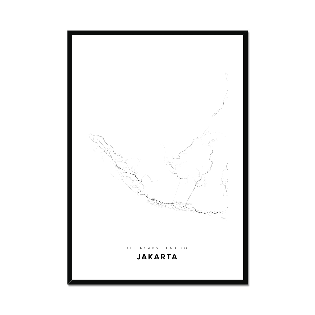 All roads lead to Jakarta (Indonesia) Fine Art Map Print