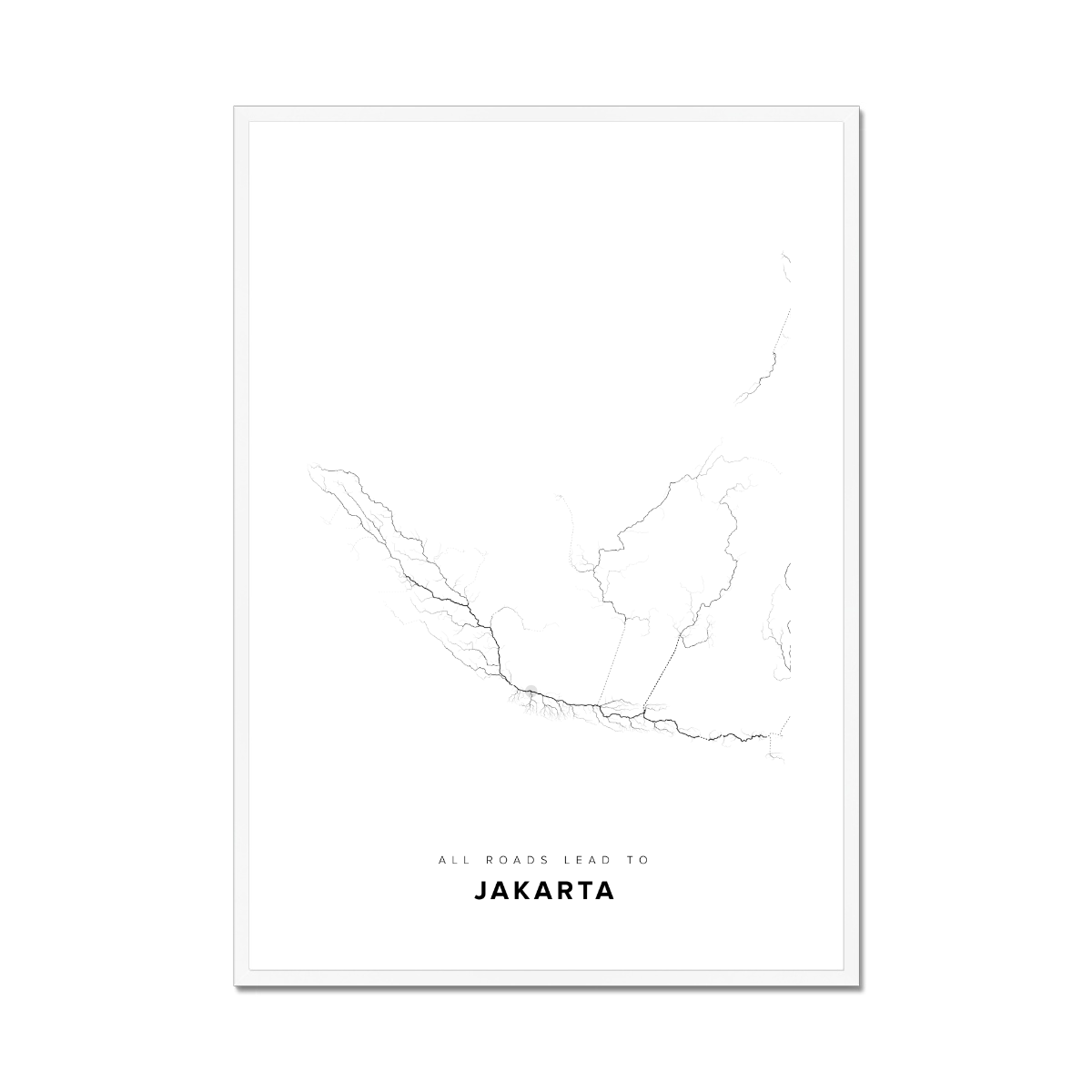 All roads lead to Jakarta (Indonesia) Fine Art Map Print