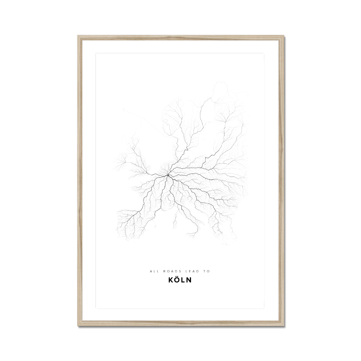 All roads lead to Köln (Germany) Fine Art Map Print