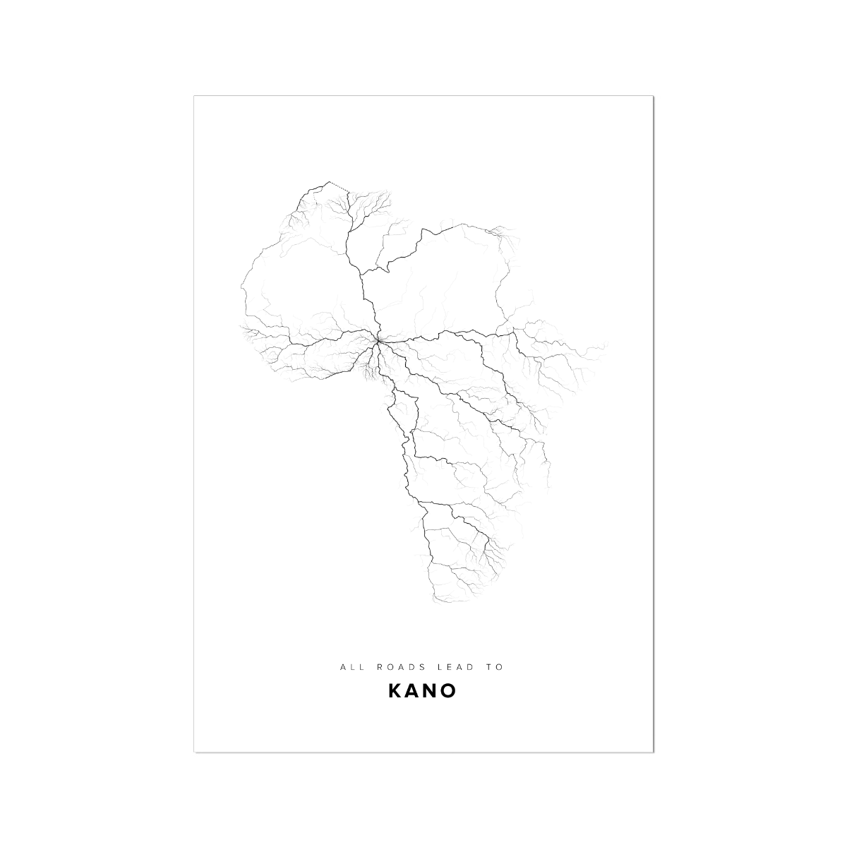 All roads lead to Kano (Nigeria) Fine Art Map Print