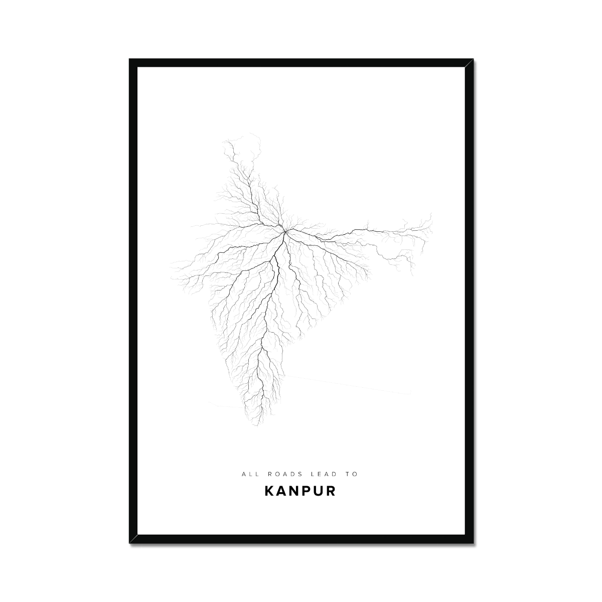 All roads lead to Kanpur (India) Fine Art Map Print