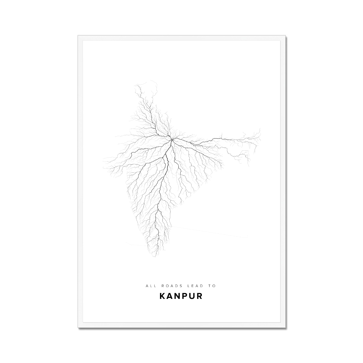All roads lead to Kanpur (India) Fine Art Map Print