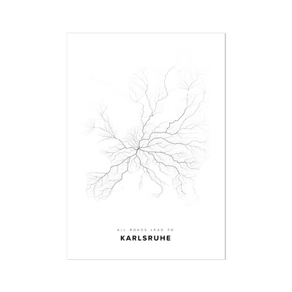 All roads lead to Karlsruhe (Germany) Fine Art Map Print