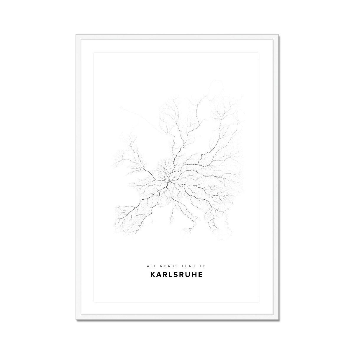 All roads lead to Karlsruhe (Germany) Fine Art Map Print