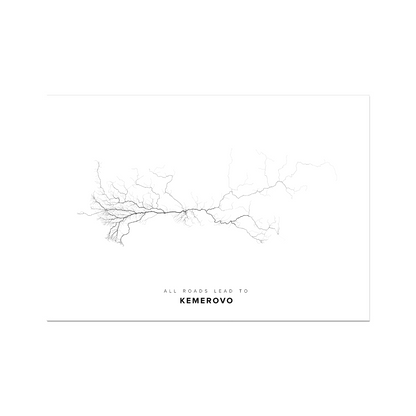 All roads lead to Kemerovo (Russian Federation) Fine Art Map Print