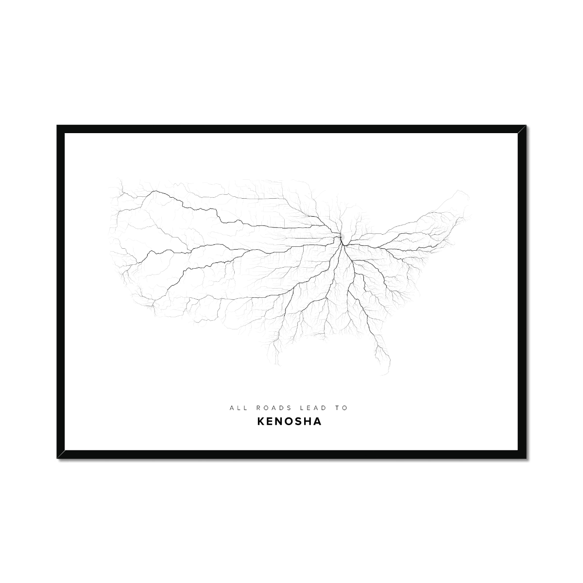 All roads lead to Kenosha (United States of America) Fine Art Map Print