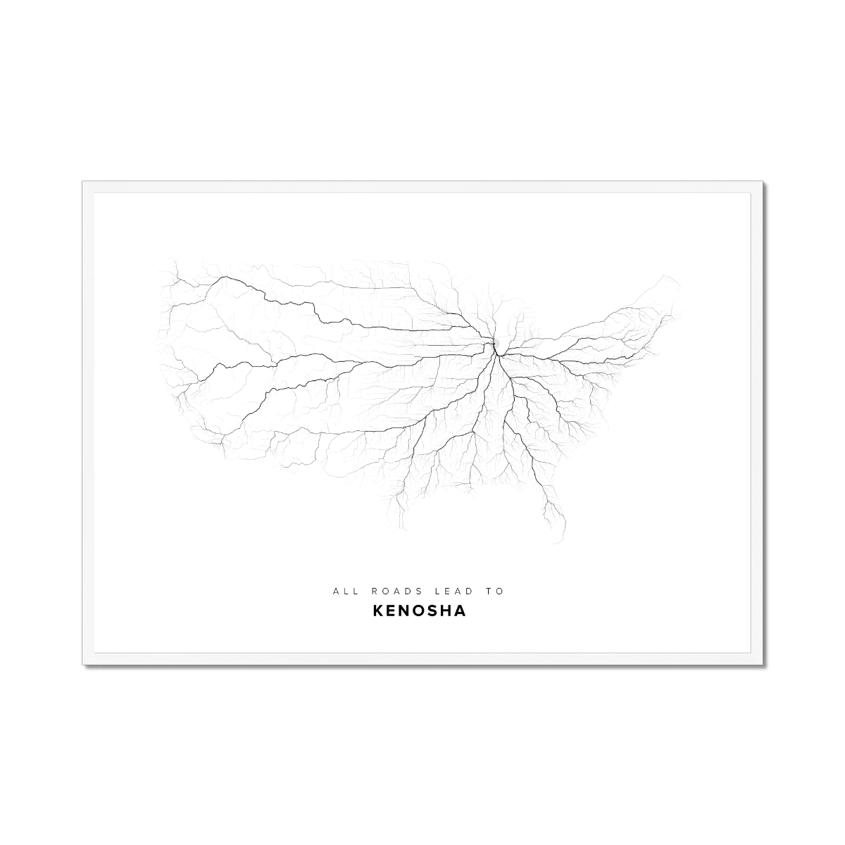 All roads lead to Kenosha (United States of America) Fine Art Map Print
