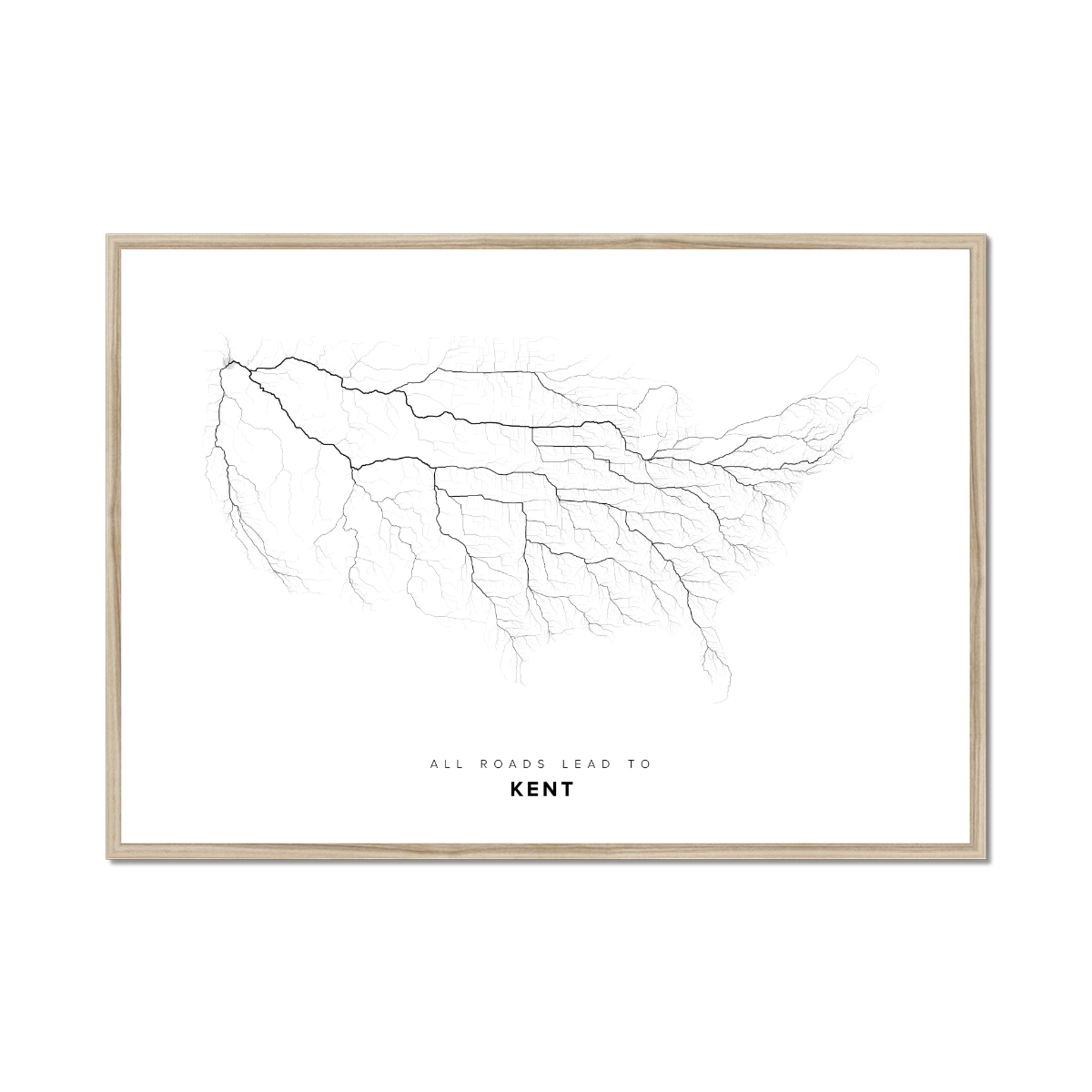 All roads lead to Kent (United States of America) Fine Art Map Print