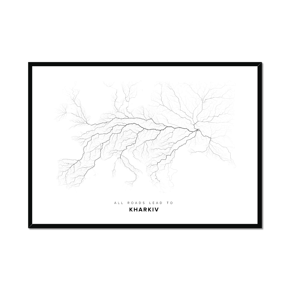 All roads lead to Kharkiv (Ukraine) Fine Art Map Print