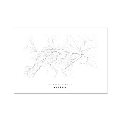 All roads lead to Kharkiv (Ukraine) Fine Art Map Print