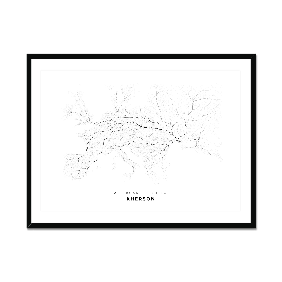 All roads lead to Kherson (Ukraine) Fine Art Map Print