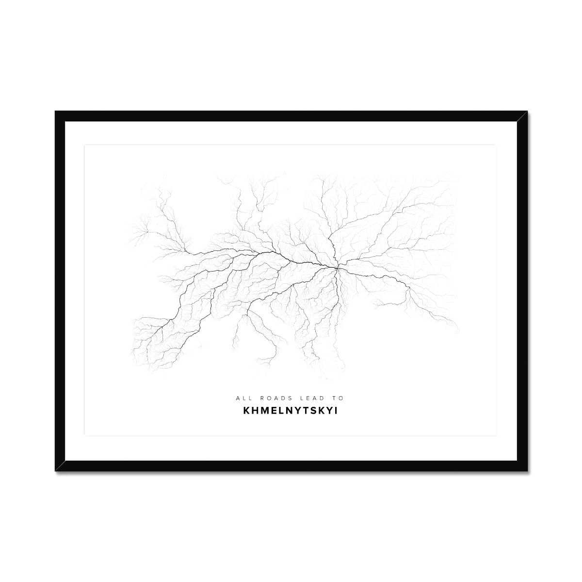 All roads lead to Khmelnytskyi (Ukraine) Fine Art Map Print