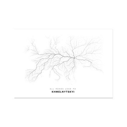 All roads lead to Khmelnytskyi (Ukraine) Fine Art Map Print